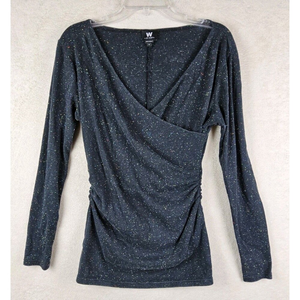 W By Worth Women's Speckled Long Sleeve Wrap Knit Top Size S